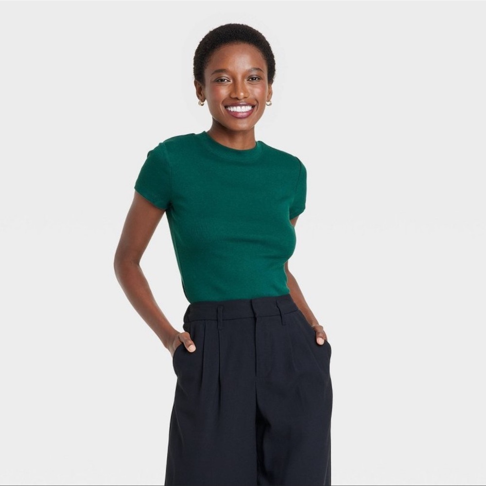 Short Sleeve Ribbed Tshirt- a new day